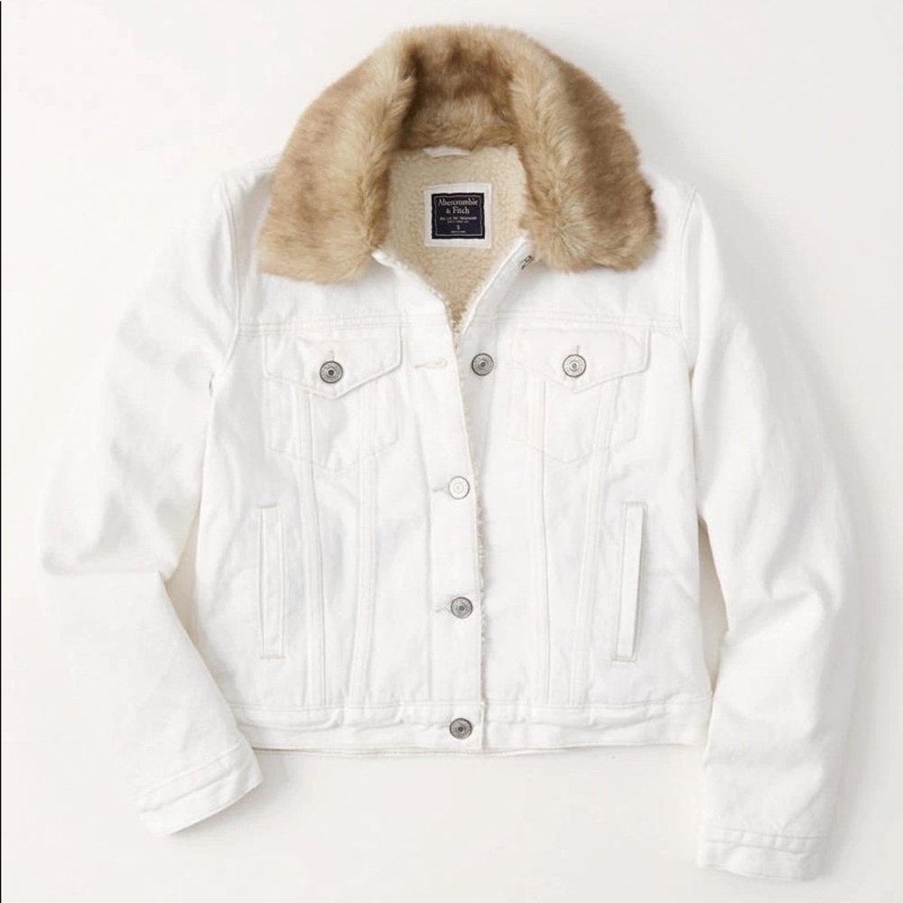 Abercrombie &Fitch white sherpa lined jacket